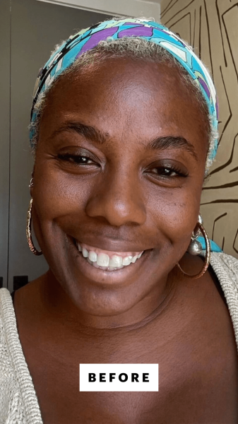 Allure creative director Amber Venerable before applying the Armani Beauty Luminous Silk Foundation